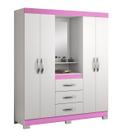 Guarda-Roupa 4 Portas Huntano Rosa - MoveisAqui