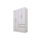 Guarda Roupa 4 Portas Oregon c/ e 2 Gavetas Branco/Neve - Tcil Móveis