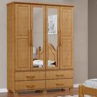 Guarda Roupa 4p 4g Espelho Madeira Maciça 168 Cm 2252 Freijo Milani Store