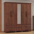 Guarda Roupa 5 Portas 6 Gavetas Espelho Madeira Maciça 208 Cm 2253 Cafe Milani Store