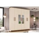 Guarda Roupa 6 Portas (2 c/ Espelho) e 3 Gavetas c/ Pés Cover Off White/Nature - Henn