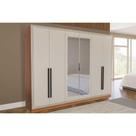 Guarda Roupa 6 Portas (2 c/ Espelho) e 4 Gavetas Valência Freijo/Creme - Politorno Guarda Roupa 6 Portas (2 c/ Espelho) e 4 Gavetas Valência Freijo/Creme - Politorno