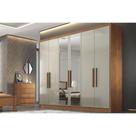 Guarda Roupa 6 Portas (2 c/ Espelho) e 8 Gavetas Rizon/Linea Plus Cumaru/Fendi - Novo Horizonte