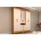 Guarda Roupa 6 Portas (2 c/ Espelho) e 9 Gavetas Débora Nature/Off White - ACP