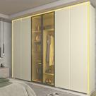 Guarda Roupa 6 Portas 2 Portas Reflecta LED 100% MDF Off White Bronze - Gelius