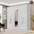 Guarda Roupa 6 Portas 3 Gavetas Com Espelho e Sapateira 100% MDF Glamour