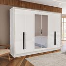 Guarda-Roupa 6 Portas 4 Gavetas 242cm Com Detalhes Usinados E Acabamento Em Pintura Uv Em Mdp/mdf Politorno