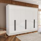 Guarda-Roupa 6 Portas 4 Gavetas 242cm Com Detalhes Usinados E Corrediça Telescópica Em Mdp/mdf Politorno