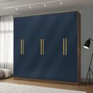 Guarda-Roupa 6 Portas 4 Gavetas Kappesberg Adapt Nogueira/Azul Profundo 237cm
