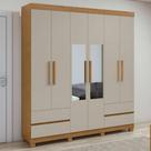 Guarda-roupa 6 Portas 4 Gavetas Zeus com Espelho e com Pés - Móveis Lopas