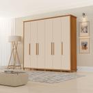 Guarda Roupa 6 Portas 6 Gavetas 100% MDF Pratic Marrom/Freijó/Off-White