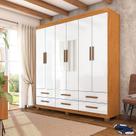 Guarda-roupa 6 Portas 6 Gavetas com Espelho e Pés Denver