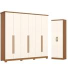 Guarda Roupa 6 Portas 6 Gavetas Leblon D327 com Armário Multiuso Margarida Cinamomo Off White - Henn