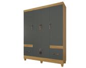 Guarda Roupa 6 Portas com 2 Gavetas Armário Grande para Quarto com Cabideiro Prateleiras e Puxadores Modernos