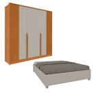 Guarda-roupa 6 Portas com Espelho Ripado Nova York e Cama Casal Monaco Espresso Móveis