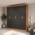 Guarda-Roupa 6 Portas de Bater Kappesberg Canela/Preto Fosco 180cm