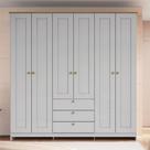 Guarda-Roupa 6 Portas e 3 Gavetas Americano Branco/Gelo/Ipê