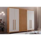 Guarda Roupa 6 Portas e 4 Gavetas c/ Pés Denver Naturale/Off White - Rufato