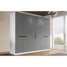 Guarda Roupa 6 Portas e 4 Gavetas Lisboa Branco/Cinza - Politorno