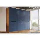 Guarda Roupa 6 Portas e 4 Gavetas Lisboa Freijo/Azul - Politorno Guarda Roupa 6 Portas e 4 Gavetas Lisboa Freijo/Azul - Politorno