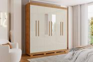 Guarda Roupa 6 Portas e 4 Gavetas Porto Bello com espelho Cedro Areia - Rud Rack
