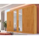 Guarda Roupa 6 Portas Potente c/6 Gavetas e c/ 4 Ripadas c/2 Espelhos Peroba - Europa