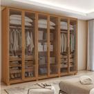 Guarda Roupa 6 Portas Solaris com Portas Vidro com Pés Amêndoa - Lopas