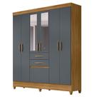 Guarda Roupa 7 Portas com Espelho New Mafra Freijó Cinza 897031 Moval