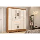 Guarda Roupa 8 Portas e 2 Gavetas c/ Espelho Munique Amêndola/Off White - Demóbile