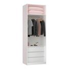 Guarda Roupa 80,4cm 3 Gavetas, Maleiro, 1 Cabideiro Branco