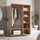 Guarda-roupa Aberto Camaiori em Madeira Maciça com Cabideiro e Prateleiras Modulares - Amêndoa
