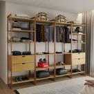 Guarda Roupa Aberto Industrial Casal Modulado Completo Canela Cabideiro com Gavetas Base Cobre