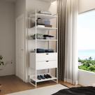Guarda Roupa Aberto Industrial Solteiro 1 Módulo com Gaveta Branco Ferro Branco