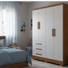 Guarda Roupa Agata 4 Portas 3 Gavetas com 6 Pés Clic Móveis