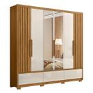 Guarda Roupa Amazonas 240cm 6 Portas Freijó Off White com Espelho Moval Guarda Roupa Amazonas 240cm 6 Portas Freijó Off White com Espelho Moval