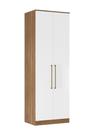 Guarda Roupa Armário Modulado 2 Portas com 3 Gavetas e Maleiro Escócia Amêndola/Branco para Quarto