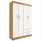 Guarda Roupa Atalaia 4 Portas 2 Gavetas Solteiro Evidencia Cor Cinamomo Branco