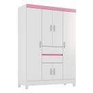Guarda Roupa Atalaia 6 Portas Flex Branco/Rosa - Mercado dos Móveis