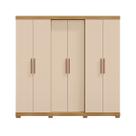 Guarda Roupa Barcelos Casal 6 Portas e 4 Gavetas Sem Espelho Carvalho Americano Off White EdeCasaMoveis