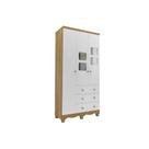 Guarda Roupa Bebê c/ 3 Portas (2 Cristal) e 3 Gavetas Uli Branco/Amendoa - Peroba