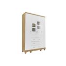 Guarda Roupa Bebê c/ 4 Portas (2 Cristal) e 3 Gavetas Uli Branco/Amendoa - Peroba