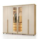 Guarda Roupa Belgica Casal com Led 6 Portas 4 Gavetas Rv Móveis Cor Cinamomo Off White