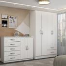Guarda-Roupa Bella 4 Portas 2 Gavetas com Cômoda 2 Portas 5 Gavetas Branco - Panorama Móveis