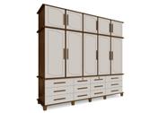 Guarda Roupa Berlim 5 Portas 12 Gavetas Malbec/Off White - Luapa Moveis