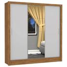 Guarda Roupa Berlim COM Espelho Casal 3 Portas 4 Gavetas Cor Freijó Branco