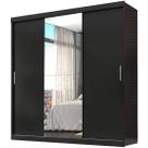 Guarda Roupa Berlim COM Espelho Casal 3 Portas 4 Gavetas Cor Preto Guarda Roupa Berlim COM Espelho Casal 3 Portas 4 Gavetas Cor Preto