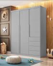 Guarda Roupa Branco 3 portas e 4 gavetas Pérola Cinza - Phoenix Baby Guarda Roupa Branco 3 portas e 4 gavetas Pérola Cinza - Phoenix Baby