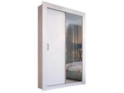 Guarda-Roupa Branco Solteiro 2 Portas de Correr Édez Fig, Espelho