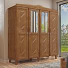 Guarda-Roupa Brasil Casal Imbuia 4 Portas com Espelhos 3 Gavetas Internas Madeira Maciça de Pinus - Cavazotto