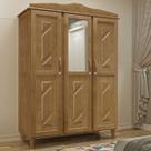 Guarda-Roupa Brasil Solteiro Imbuia 3 Portas Espelho 3 Gavetas Madeira Maciça de Pinus - Cavazotto